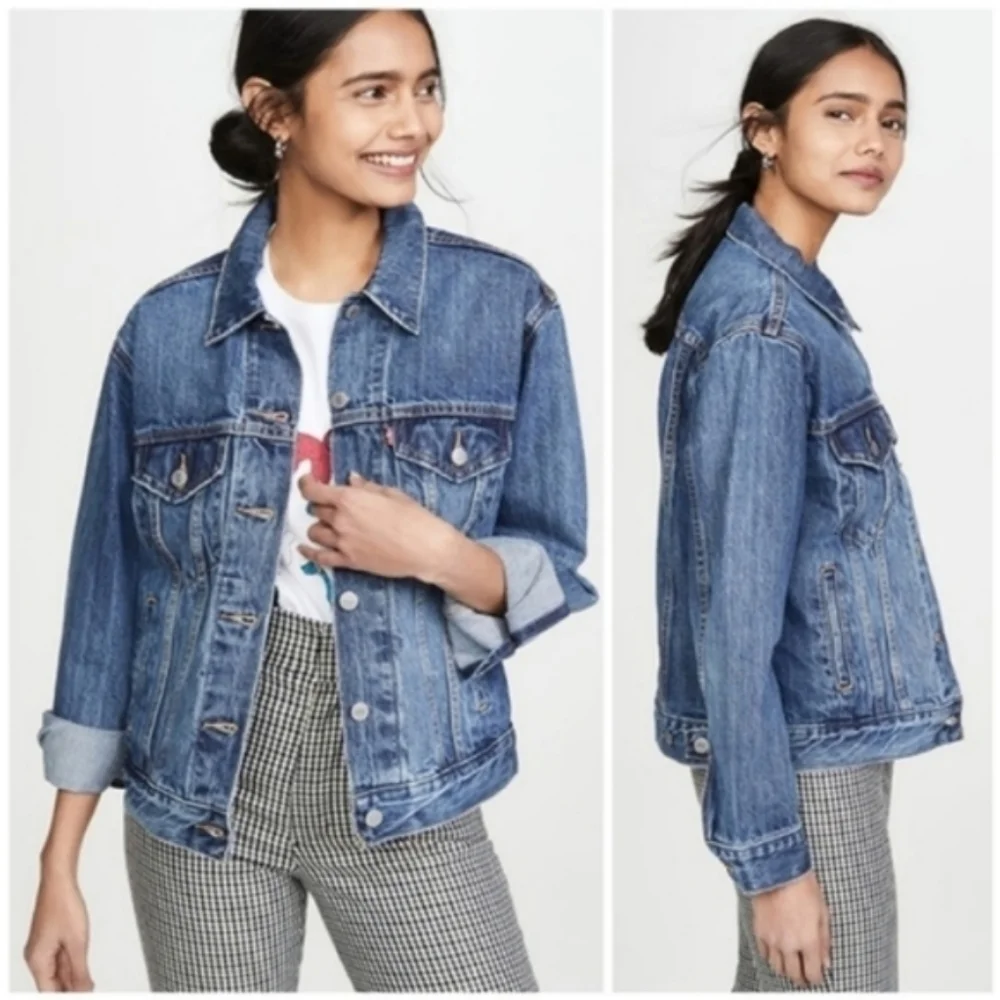 Levi's Ex-Boyfriend Trucker Jacket Denim Jean Coat 90s 80s Y2K - Picture 2 of 10